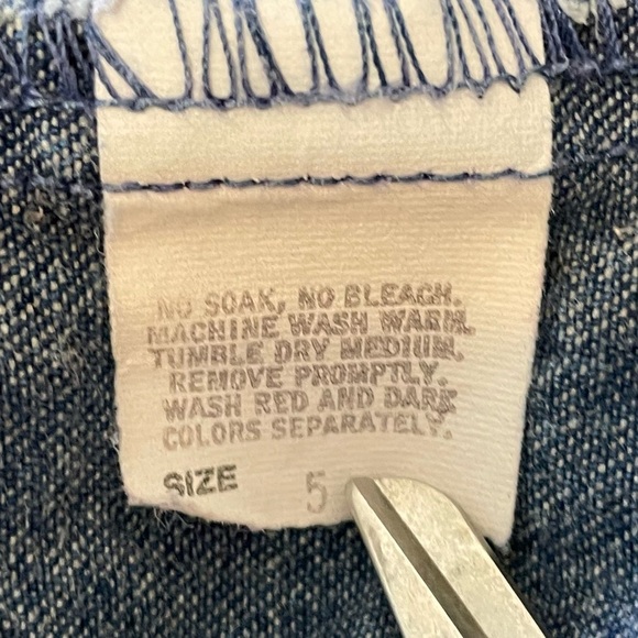 OshKosh Girls Vintage Skirtall Overall Denim Blue Nautical Logo 5T - Picture 6 of 8